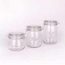 clip top 800ml glass storage bottles round sealable Glass Jar with Clip lock glass Jar